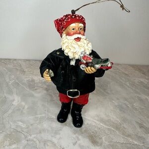Department 56 Motorcycle Rider Red and Black Santa Ornament